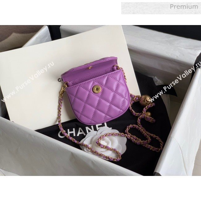 Chanel Quilted Lambskin Mini Flap Waist Bag with Metal Ball AP1461 Purple 2020 (KN-20061715)