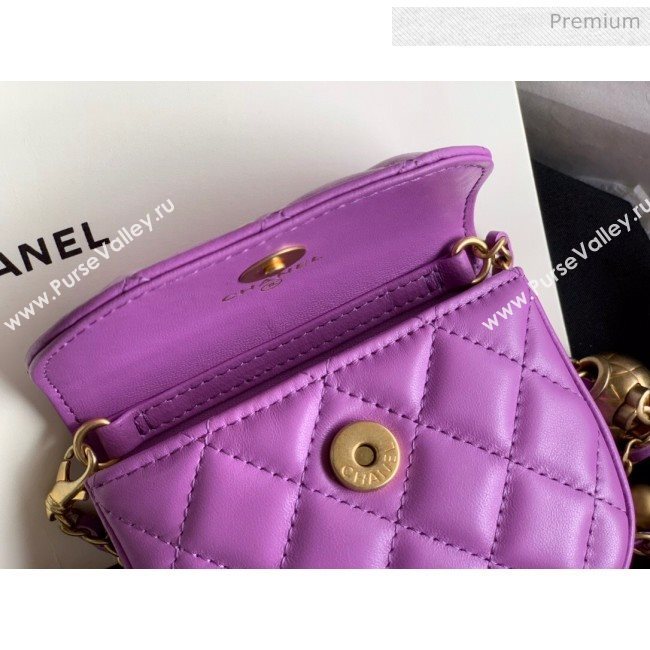 Chanel Quilted Lambskin Mini Flap Waist Bag with Metal Ball AP1461 Purple 2020 (KN-20061715)