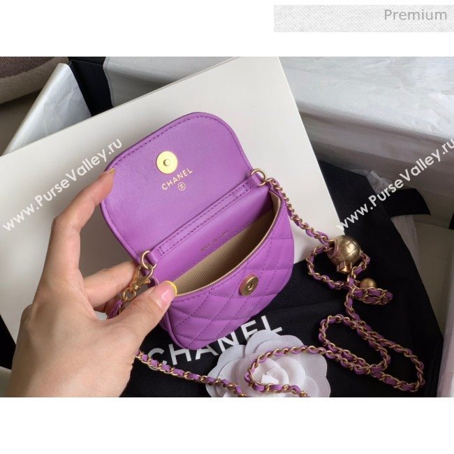 Chanel Quilted Lambskin Mini Flap Waist Bag with Metal Ball AP1461 Purple 2020 (KN-20061715)