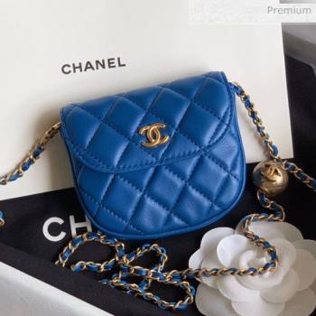 Chanel Quilted Lambskin Mini Flap Waist Bag with Metal Ball AP1461 Blue 2020 (KN-20061711)