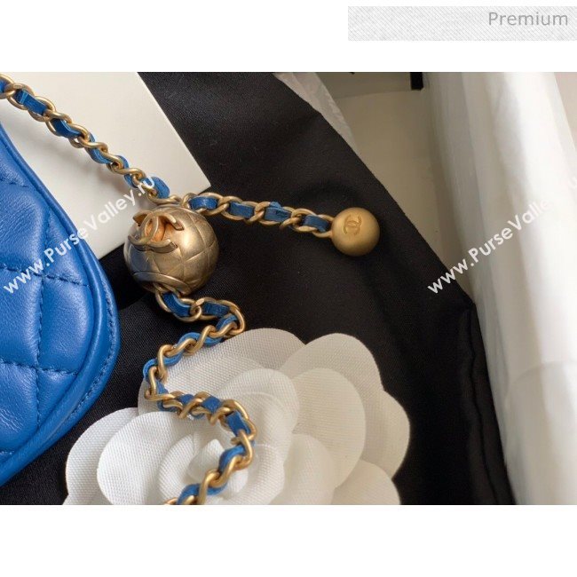 Chanel Quilted Lambskin Mini Flap Waist Bag with Metal Ball AP1461 Blue 2020 (KN-20061711)