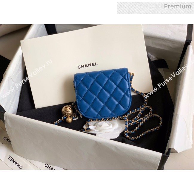 Chanel Quilted Lambskin Mini Flap Waist Bag with Metal Ball AP1461 Blue 2020 (KN-20061711)