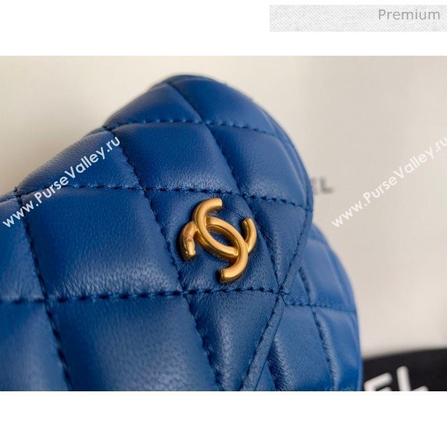 Chanel Quilted Lambskin Mini Flap Waist Bag with Metal Ball AP1461 Blue 2020 (KN-20061711)