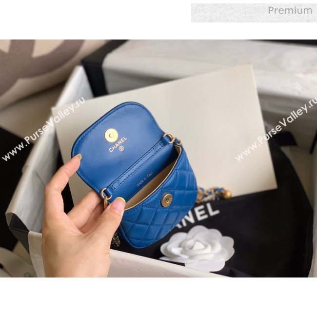 Chanel Quilted Lambskin Mini Flap Waist Bag with Metal Ball AP1461 Blue 2020 (KN-20061711)