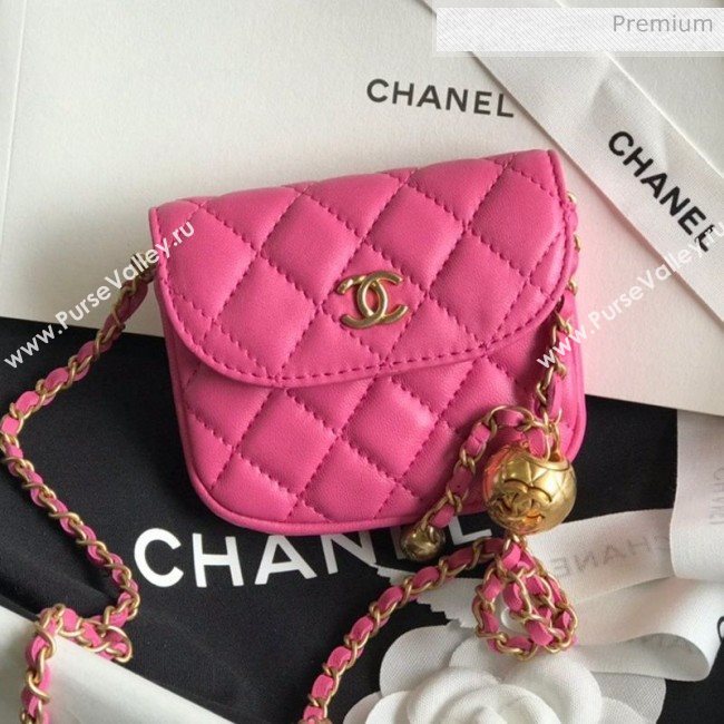 Chanel Quilted Lambskin Mini Flap Waist Bag with Metal Ball AP1461 Pink 2020 (KN-20061713)