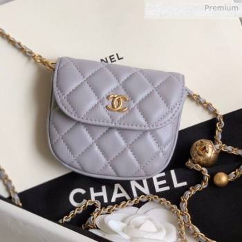 Chanel Quilted Lambskin Mini Flap Waist Bag with Metal Ball AP1461 Gray 2020 (KN-20061714)