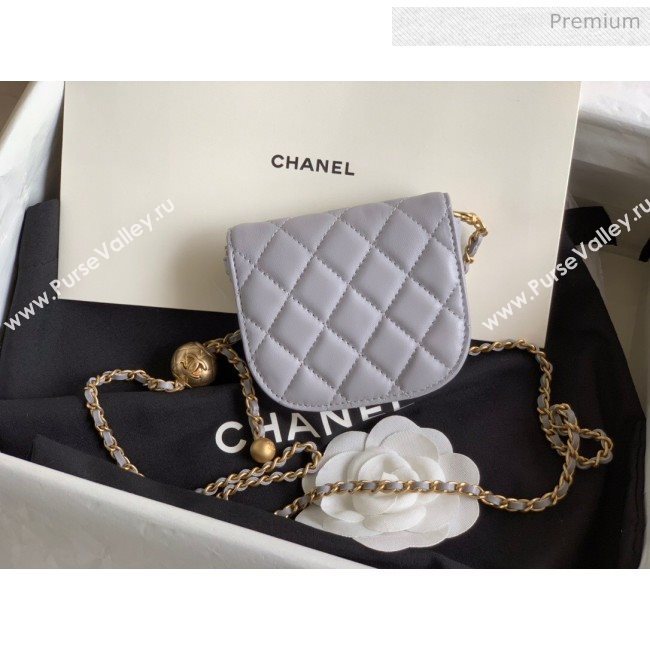 Chanel Quilted Lambskin Mini Flap Waist Bag with Metal Ball AP1461 Gray 2020 (KN-20061714)