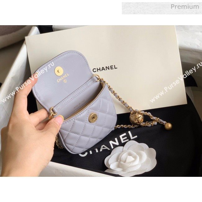 Chanel Quilted Lambskin Mini Flap Waist Bag with Metal Ball AP1461 Gray 2020 (KN-20061714)