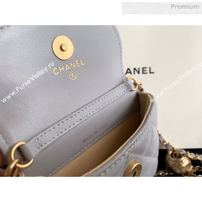 Chanel Quilted Lambskin Mini Flap Waist Bag with Metal Ball AP1461 Gray 2020 (KN-20061714)