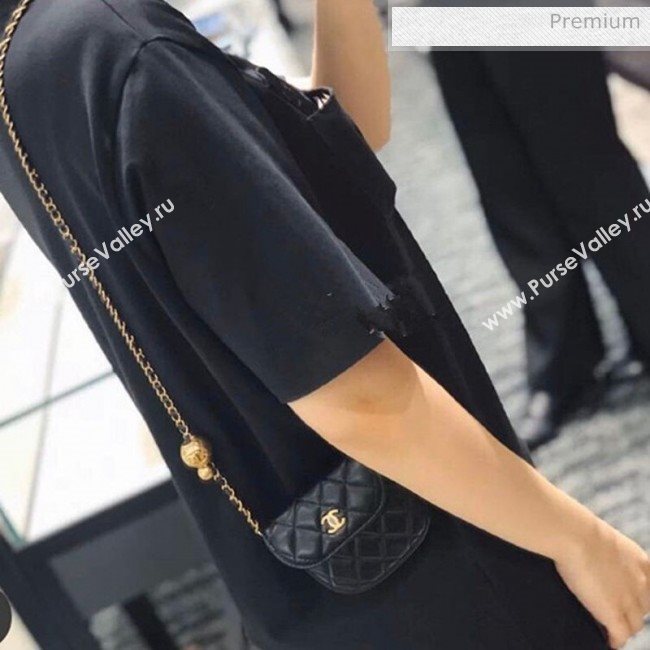 Chanel Quilted Lambskin Mini Flap Waist Bag with Metal Ball AP1461 Black 2020 (KN-20061710)