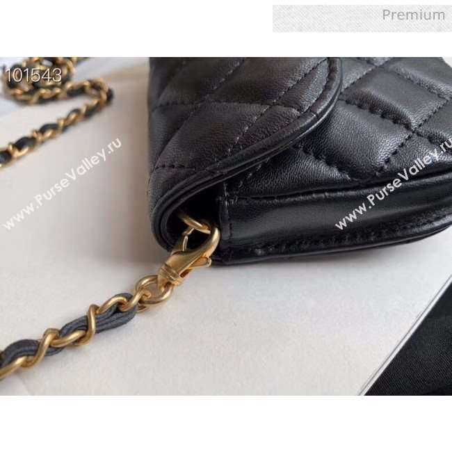 Chanel Quilted Lambskin Mini Flap Waist Bag with Metal Ball AP1461 Black 2020 (KN-20061710)