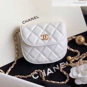 Chanel Quilted Lambskin Mini Flap Waist Bag with Metal Ball AP1461 White 2020 (KN-20061712)