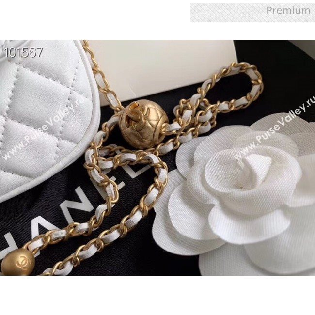 Chanel Quilted Lambskin Mini Flap Waist Bag with Metal Ball AP1461 White 2020 (KN-20061712)