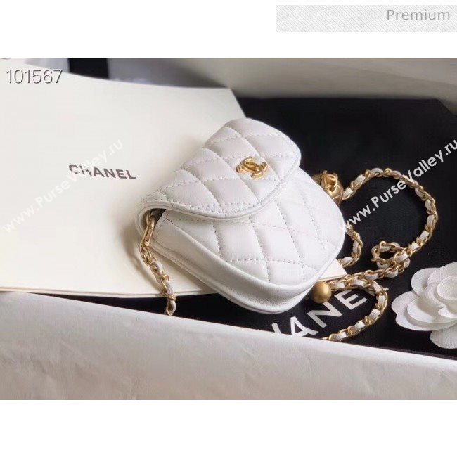 Chanel Quilted Lambskin Mini Flap Waist Bag with Metal Ball AP1461 White 2020 (KN-20061712)