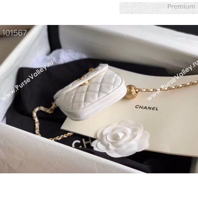 Chanel Quilted Lambskin Mini Flap Waist Bag with Metal Ball AP1461 White 2020 (KN-20061712)