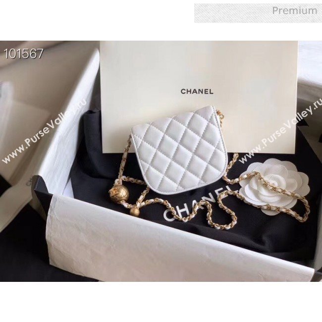 Chanel Quilted Lambskin Mini Flap Waist Bag with Metal Ball AP1461 White 2020 (KN-20061712)