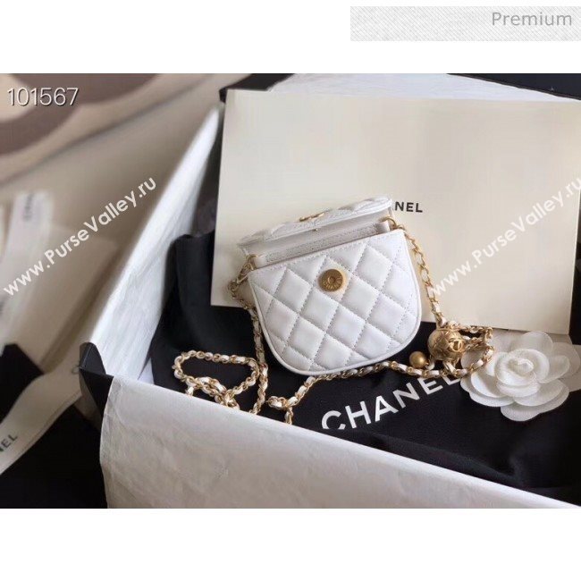 Chanel Quilted Lambskin Mini Flap Waist Bag with Metal Ball AP1461 White 2020 (KN-20061712)