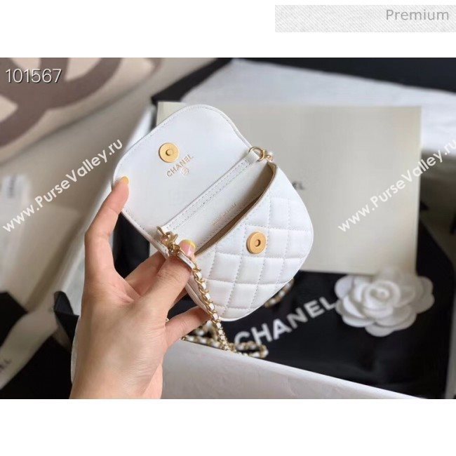 Chanel Quilted Lambskin Mini Flap Waist Bag with Metal Ball AP1461 White 2020 (KN-20061712)