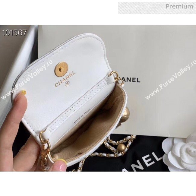 Chanel Quilted Lambskin Mini Flap Waist Bag with Metal Ball AP1461 White 2020 (KN-20061712)