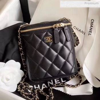 Chanel Quilted Lambskin Mini Vanity Case with Classic Chain AP1466 Black 2020 (KN-20061718)