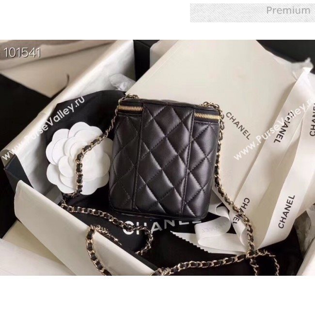 Chanel Quilted Lambskin Mini Vanity Case with Classic Chain AP1466 Black 2020 (KN-20061718)