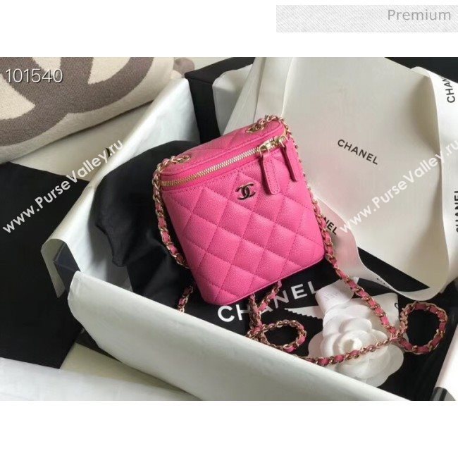 Chanel Quilted Calfskin Mini Vanity Case with Classic Chain AP1466 Pink 2020 (KN-20061721)