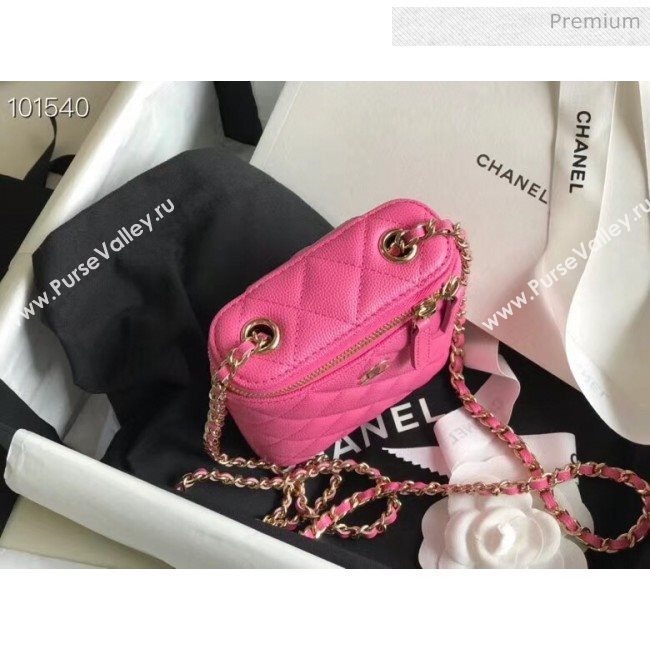 Chanel Quilted Calfskin Mini Vanity Case with Classic Chain AP1466 Pink 2020 (KN-20061721)