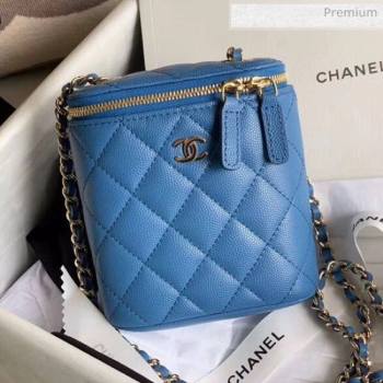 Chanel Quilted Calfskin Mini Vanity Case with Classic Chain AP1466 Blue 2020 (KN-20061722)