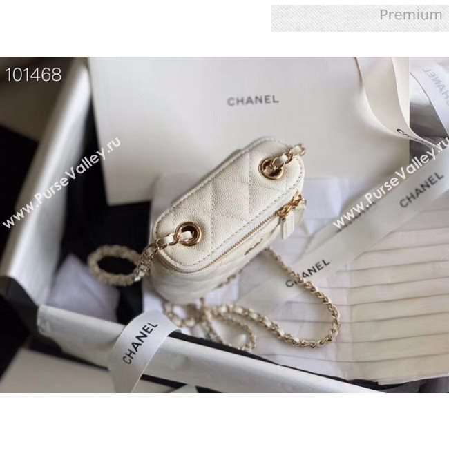 Chanel Quilted Calfskin Mini Vanity Case with Classic Chain AP1466 White 2020 (KN-20061719)