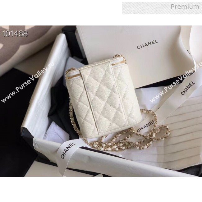 Chanel Quilted Calfskin Mini Vanity Case with Classic Chain AP1466 White 2020 (KN-20061719)