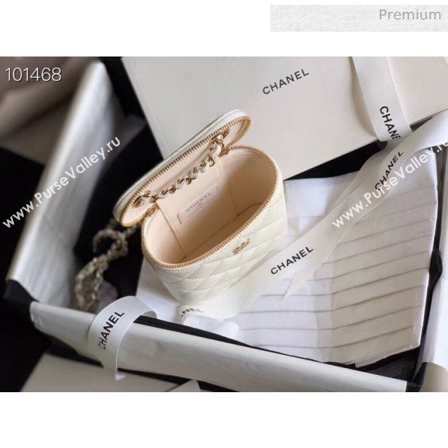 Chanel Quilted Calfskin Mini Vanity Case with Classic Chain AP1466 White 2020 (KN-20061719)