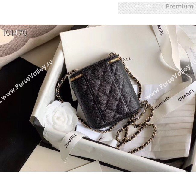 Chanel Quilted Calfskin Mini Vanity Case with Classic Chain AP1466 Black 2020 (KN-20061720)