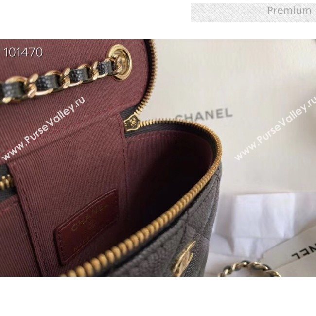Chanel Quilted Calfskin Mini Vanity Case with Classic Chain AP1466 Black 2020 (KN-20061720)