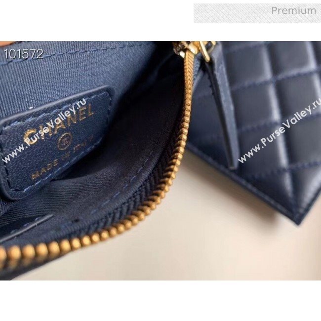 Chanel Quilted Lambskin Phone Holder Clutch with Chain and Coin Purse AP1191 Navy Blue 2020 (KN-20061725)