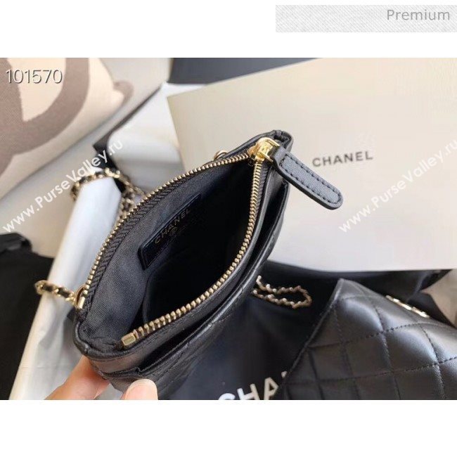 Chanel Quilted Lambskin Phone Holder Clutch with Chain and Coin Purse AP1191 Black 2020 (KN-20061727)