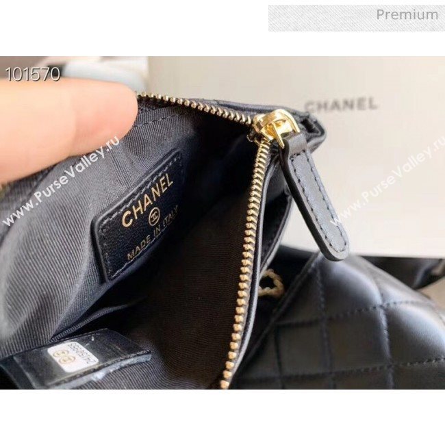 Chanel Quilted Lambskin Phone Holder Clutch with Chain and Coin Purse AP1191 Black 2020 (KN-20061727)