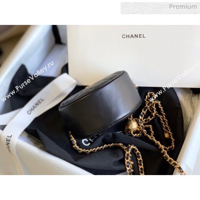 Chanel Quilted Lambskin Round Clutch with Metal Ball Chain Black 2020 (KN-20061801)