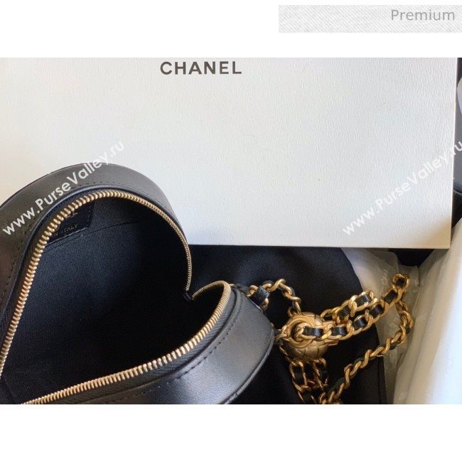 Chanel Quilted Lambskin Round Clutch with Metal Ball Chain Black 2020 (KN-20061801)