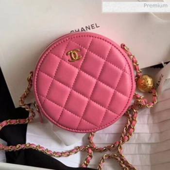 Chanel Quilted Lambskin Round Clutch with Metal Ball Chain Pink 2020 (KN-20061805)
