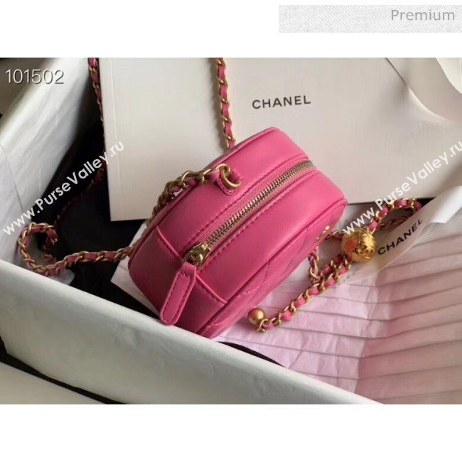 Chanel Quilted Lambskin Round Clutch with Metal Ball Chain Pink 2020 (KN-20061805)