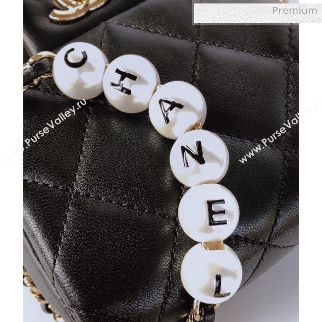 Chanel Quilted Leather Vertical Small Flap Bag with Pearls Chain AS1624 Black 2020 (YD-20061807)