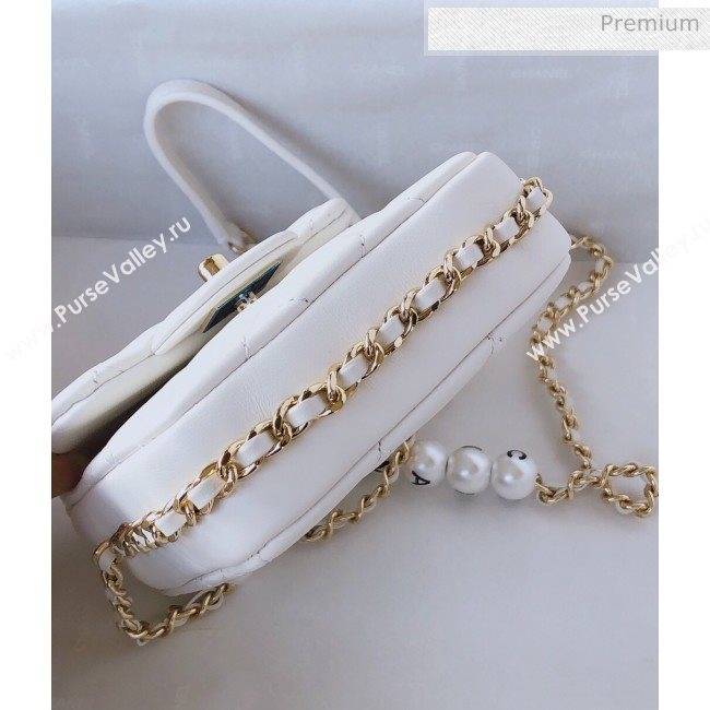 Chanel Quilted Leather Vertical Small Flap Bag with Pearls Chain AS1624 White 2020 (YD-20061808)