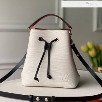 Louis Vuitton NéoNoé BB Epi Leather Bucket Bag M55556 White/ Black/Scarlet Red 2020 (KI-20061904)