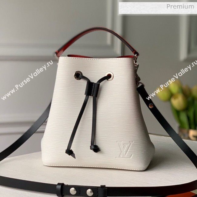 Louis Vuitton NéoNoé BB Epi Leather Bucket Bag M55556 White/ Black/Scarlet Red 2020 (KI-20061904)