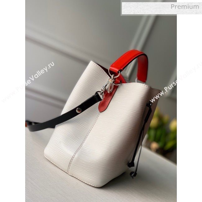 Louis Vuitton NéoNoé BB Epi Leather Bucket Bag M55556 White/ Black/Scarlet Red 2020 (KI-20061904)