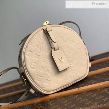 Louis Vuitton Boite Chapeau Souple MM Bag in Monogram Embossed Leather M45276 Cream Beige 2020 (KI-20061910)