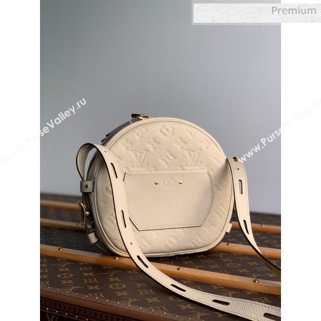 Louis Vuitton Boite Chapeau Souple MM Bag in Monogram Embossed Leather M45276 Cream Beige 2020 (KI-20061910)