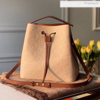 Louis Vuitton NéoNoé MM Bucket Bag in Monogram Embossed Leather M45307 Cream Beige 2020 (KI-20061914)