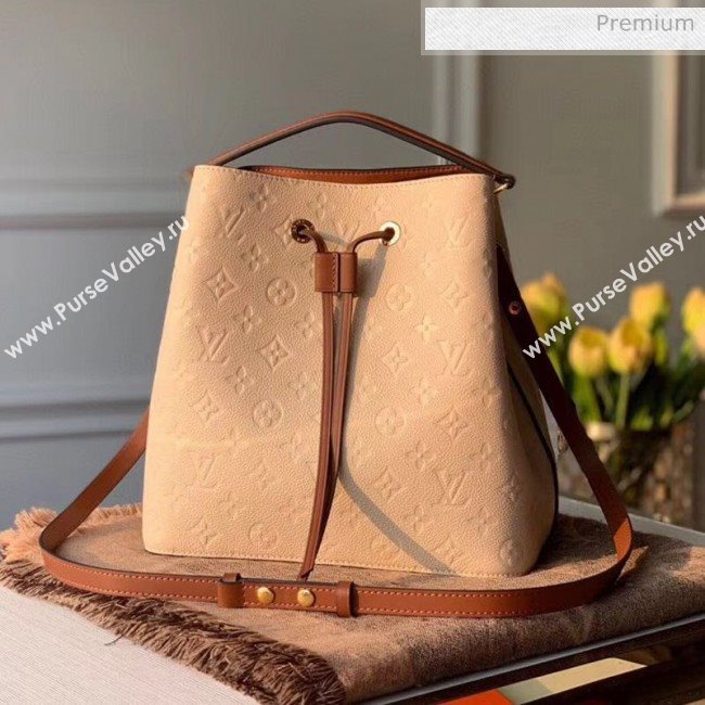 Louis Vuitton NéoNoé MM Bucket Bag in Monogram Embossed Leather M45307 Cream Beige 2020 (KI-20061914)