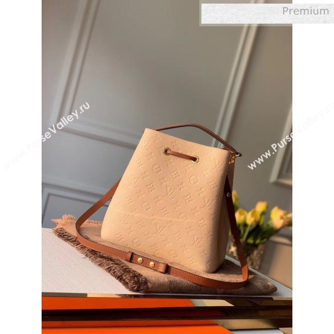 Louis Vuitton NéoNoé MM Bucket Bag in Monogram Embossed Leather M45307 Cream Beige 2020 (KI-20061914)